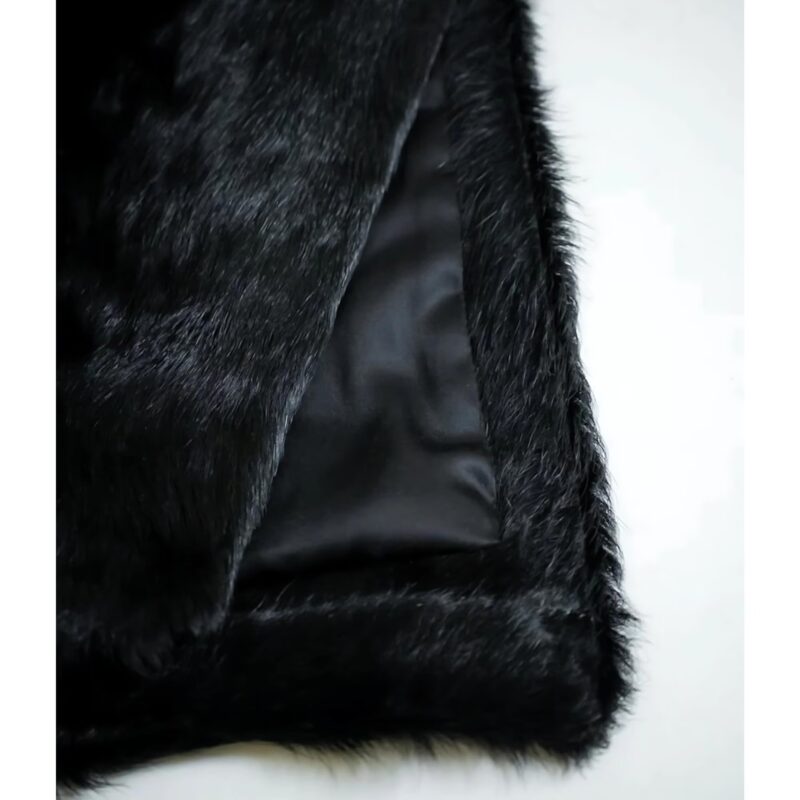 Luxury Black Faux Fur Long Coat - Image 7