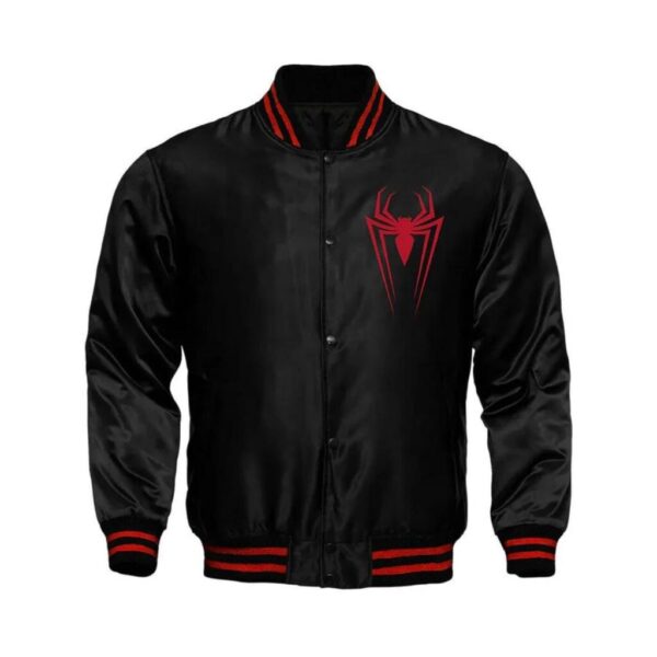 Satin Bomber Jacket with Embroidery