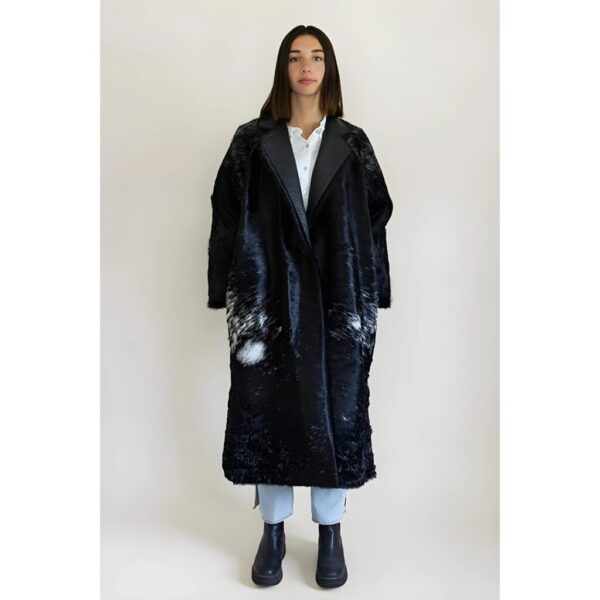Luxury Black Faux Fur Long Coat