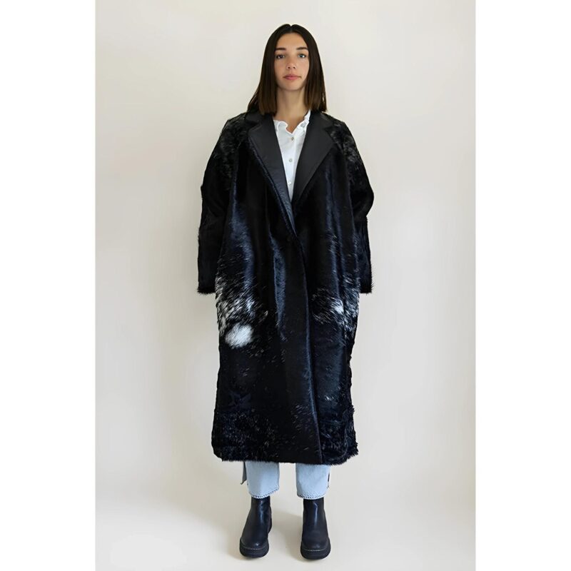 Luxury Black Faux Fur Long Coat