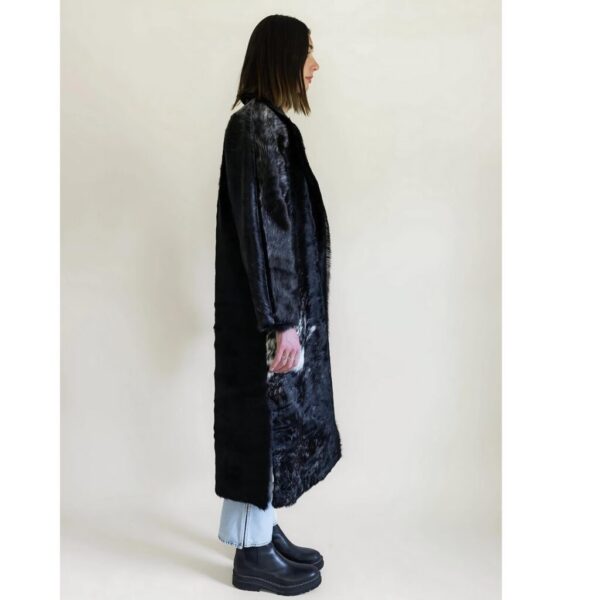 Luxury Black Faux Fur Long Coat