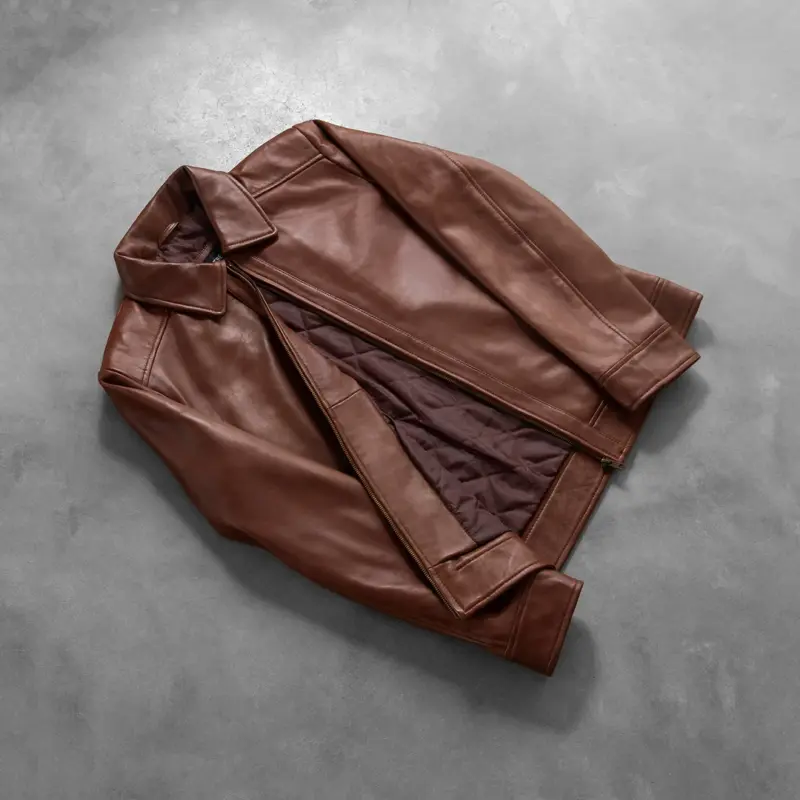 Men’s Classic Brown Leather Jacket – Timeless Motorcycle Style - Image 4