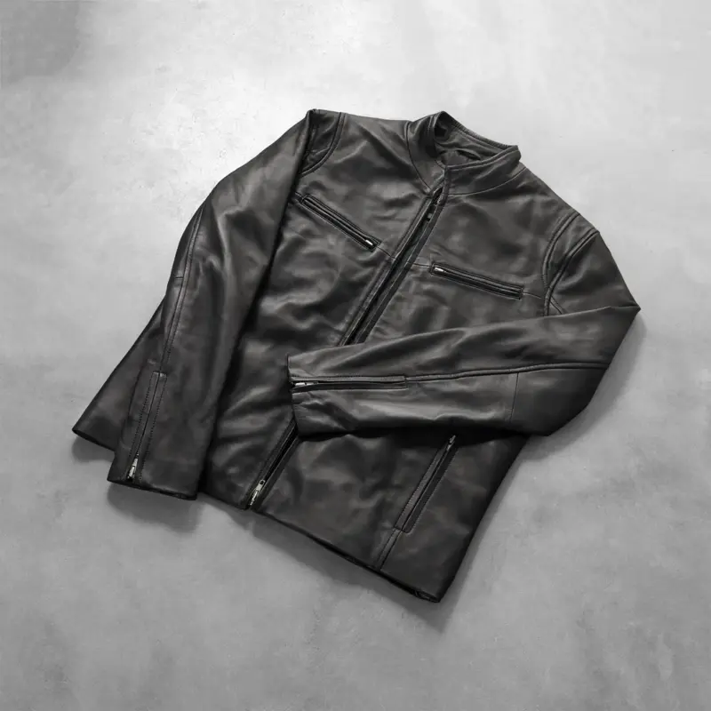 Men’s Black Leather Jacket – Classic Biker Style with Modern Edge - Image 5