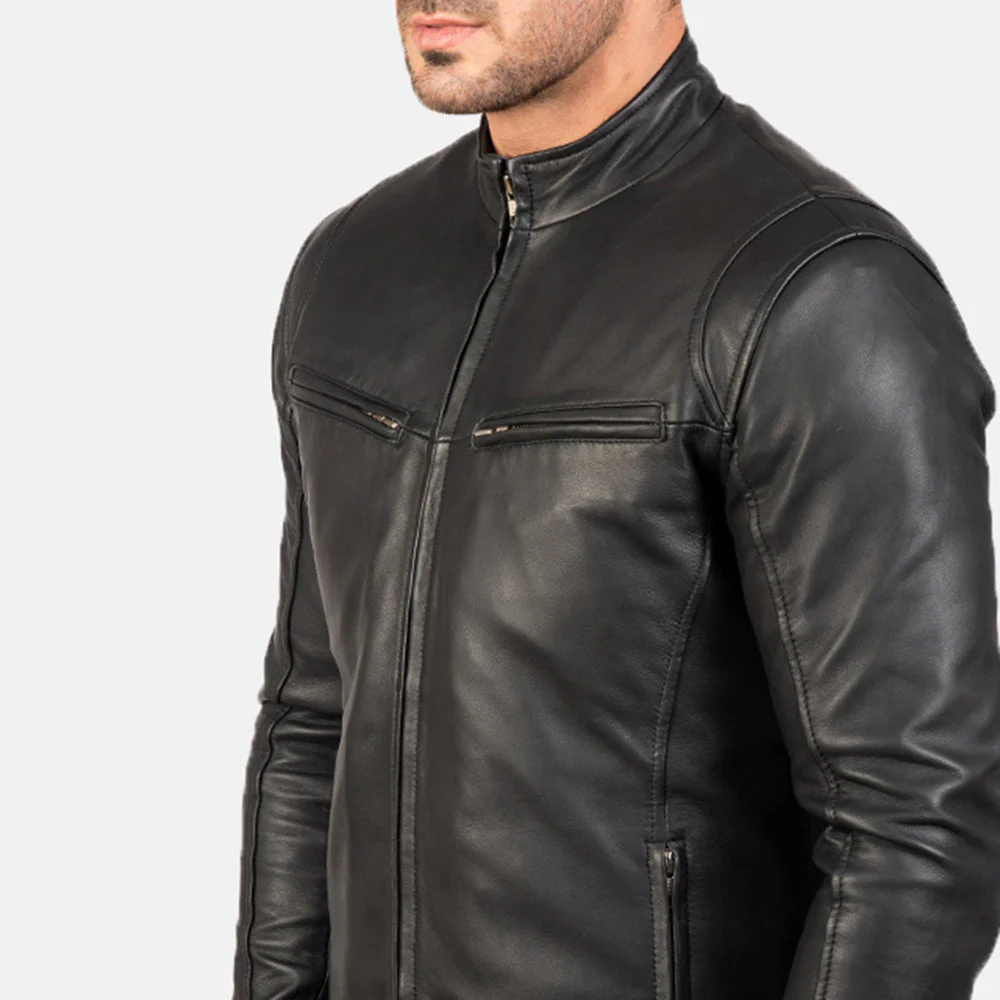 Men’s Black Leather Jacket – Classic Biker Style with Modern Edge - Image 3