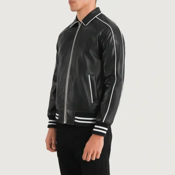 Cooper Black Leather Varsity Jacket for Men & Women