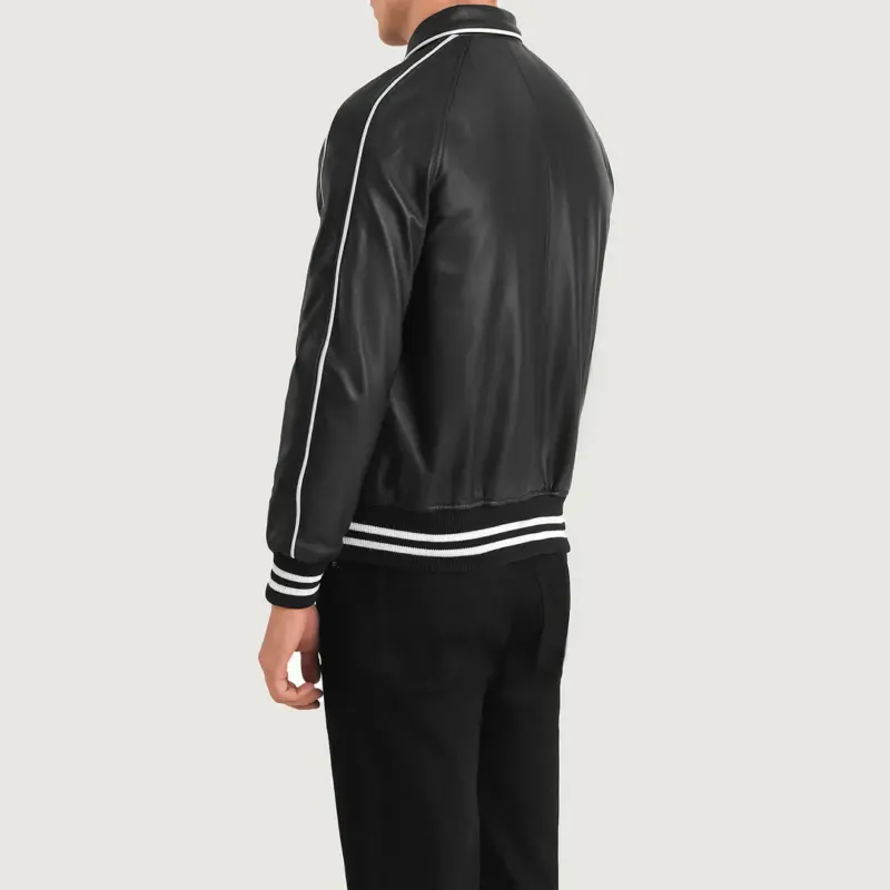 Cooper Black Leather Varsity Jacket for Men & Women - Image 4