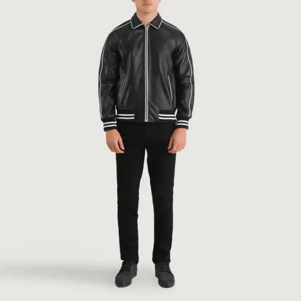 Cooper Black Leather Varsity Jacket for Men & Women