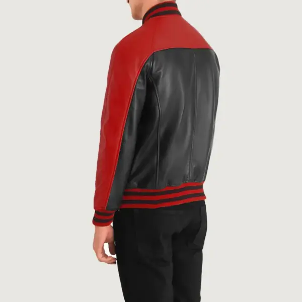 Terrance Black & Red Leather Varsity Jacket – Bold Streetwear Style
