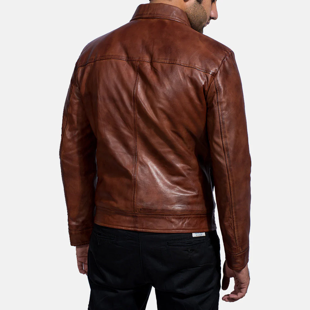 Men’s Classic Brown Leather Jacket – Timeless Motorcycle Style - Image 2