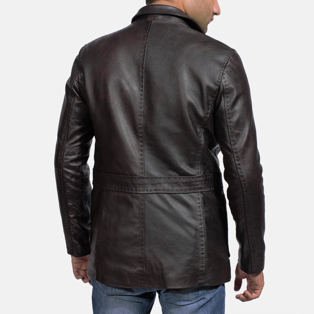 Wine Black Leather Blazer – Elegant Modern Outerwear - Image 2