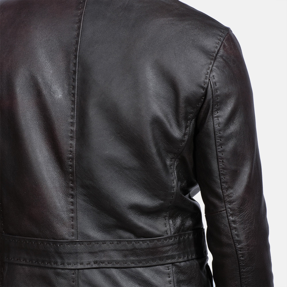 Wine Black Leather Blazer – Elegant Modern Outerwear - Image 4