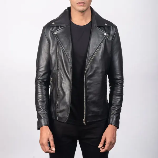 Noah Black Leather Biker Jacket for Men & Women