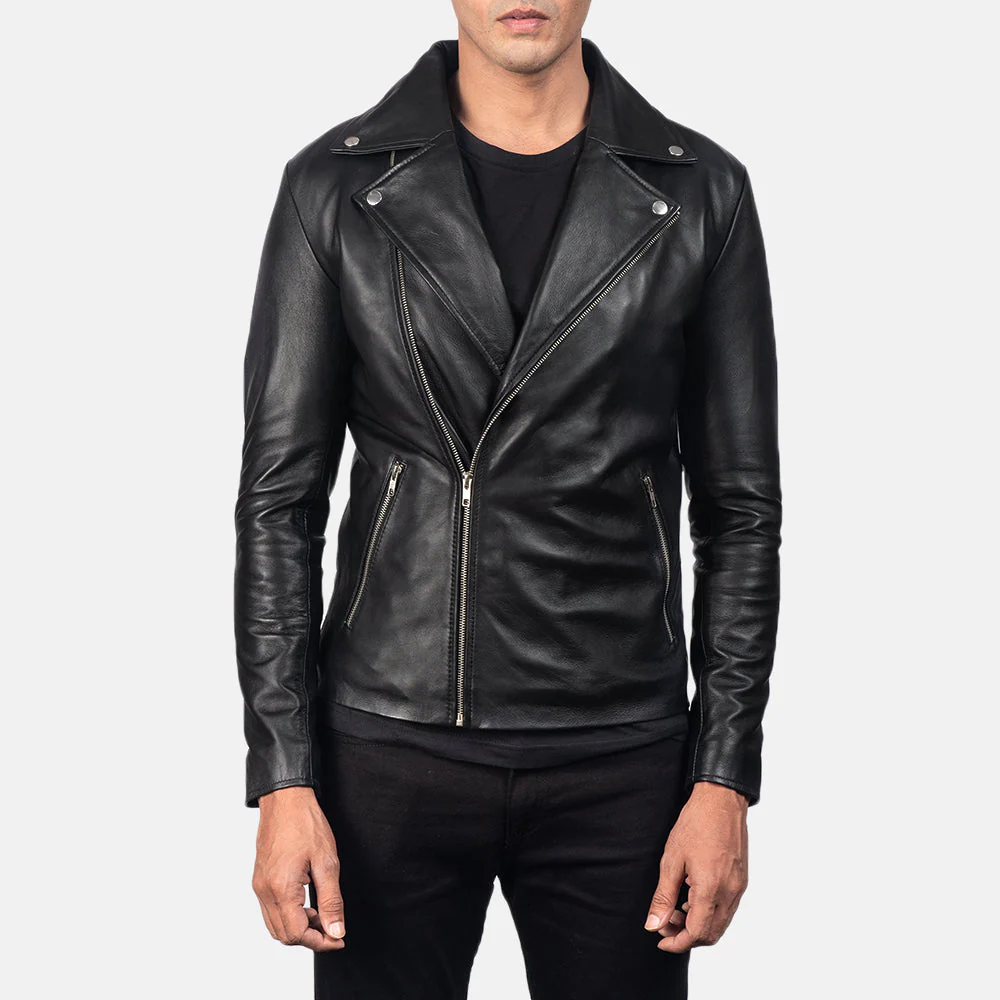 Noah Black Leather Biker Jacket for Men & Women