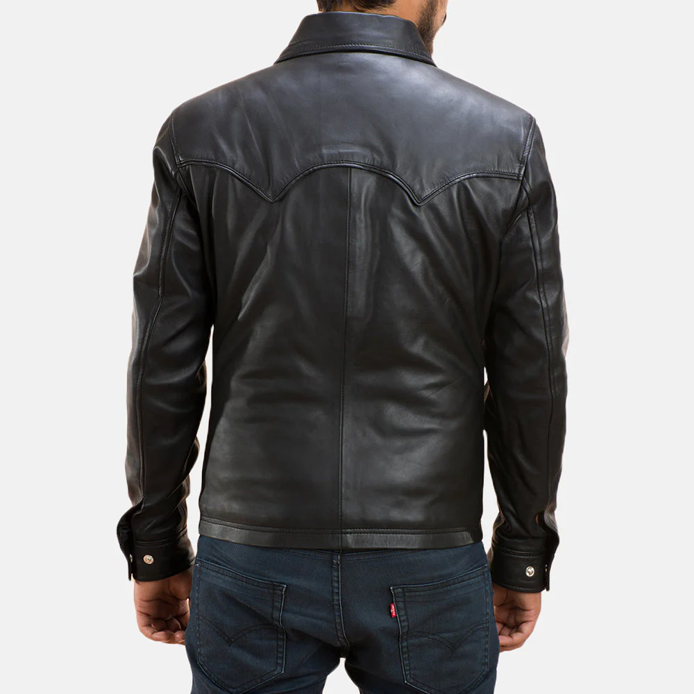 Ranchson Black Leather Shirt – Sleek Modern Streetwear - Image 4