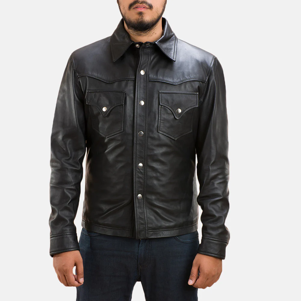 Ranchson Black Leather Shirt – Sleek Modern Streetwear