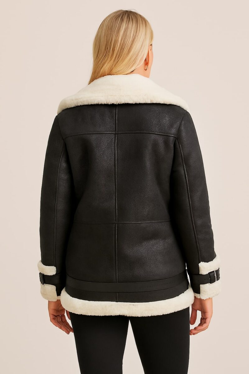 Clara Black Shearling Leather Jacket – Luxurious Winter Warmth for Women - Image 3