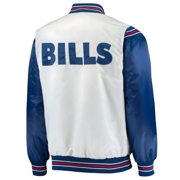 Men’s White & Blue Varsity Jacket – Classic Baseball Style Snap Button Outerwear