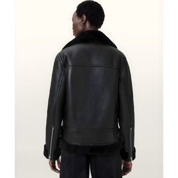Men’s Black Leather Jacket with Fur Collar | Premium Winter Shearling Style Jacket