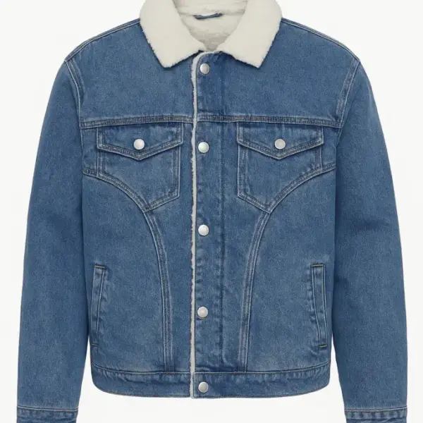 Premium Denim Sherpa Jacket – Stylish Blue Jeans Jacket for Men | Classic Fit Winter Wear