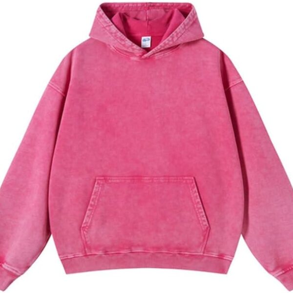 Premium Pink Acid Wash Oversized Hoodie – Vintage Cotton Streetwear Pullover