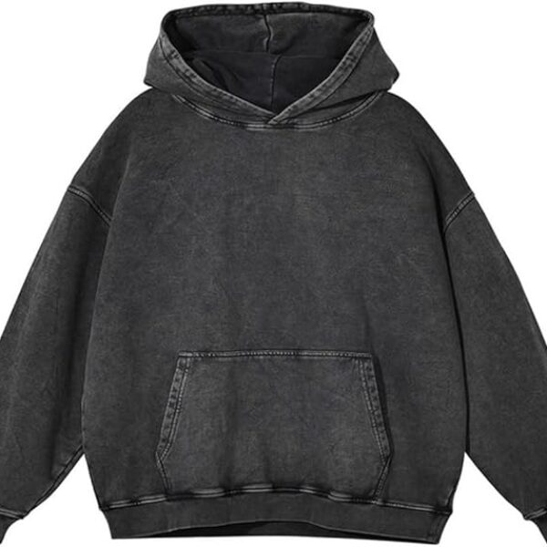Premium Charcoal Grey Acid Wash Oversized Hoodie – Vintage Cotton Streetwear Pullover