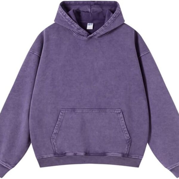 Premium Purple Acid Wash Oversized Hoodie – Vintage Cotton Streetwear Pullover