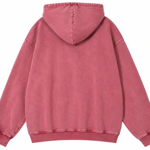 Premium Rose Red Acid Wash Oversized Hoodie – Vintage Cotton Streetwear Pullover